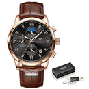 LIGE Men Watches Waterproof Luminous Top Brand Luxury Leather Casual Sports Quartz Wristwatch Military Man Watch For Men relogio