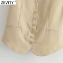 Zevity 2021 Women Fashion Single Breasted Sleeveless Slim Vest Jacket Ladies Business Casual WaistCoat Chic Poplular Tops CT707