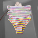 FINETOO 3Pcs/Set Colorful Stripes Panties Women&