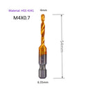 1-6pc M3 M4 M5 M6 M8 M10 Tap Drill Bits 1/4 Hex Shank Machine Hand Taps Titanium Coated HSS Drilling Tap Bits Thread Screw Tools
