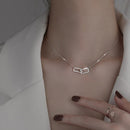 Exquisite Crystal Hollow Double Square Necklace Pendant Clavicle Chain Korean Choker Ins