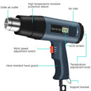 LCD Display Heat Gun 2000w Hot Air Gun Tool Handheld Electrical Heat Air Machine with 2-temp Settings 4 Nozzles