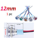 1pc 6mm 8mm 10mm 12mm Metal LED Warning indicator light Waterproof IP67 Signal Lamp Pilot Wires switch 3V 5V 12V 220V Red Blue