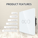 Bingoelec EU AC100-240V Tempered Black White Crystal Glass Touch Switch Panel Wall Light Sensor Button 1Gang 2gang LED Indicator