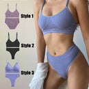 2PCS/Set Women Seamless Bra Panties Set Sexy Stretch Sport Bra Thong Briefs Style Panty Bralette Crop Top Intimates Lingerie Set