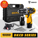 DEKO DKCD Series Compact Cordless Drill Electric Screwdriver Rechargeable Driver DC Lithium-Ion Battery Charged Power Tools