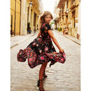 90s Vintage Boho Fashion Women's Summer V Neck Long Maxi Floral National Chiffon Dress Party Beach Dress Flower Sundress Y2k