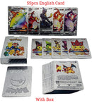 New Pokemon Cards Metal Gold Silver Vmax GX Card Box Charizard Pikachu Rare Collection Battle Trainer Card Children Toys Gift