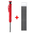 Solid Carpenter Pencil Set with 6 Refill Built-in Sharpener Deep Hole Mechanical Pencil Woodworking Tools Carpentry Scriber