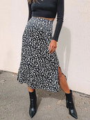 2022 New Sexy Leopard Print Chiffon Split Skirt Casual Fashion Long Skirts for Women Spring Summer Zip Elegant Female Skirt
