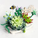 Mini Bouquet Building Blocks Flowers Succulent Cherry Blossom Bonsai 3D Model Home Decoration Children&