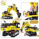 HUIQIBAO Engineering Truck Tech Building Block City Construction Toy For Children Boy Adults Excavator Bulldozer Crane Car Brick