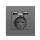 Depo Wall Type Dual USB Power Socket 2.1A, Electrical socket wall plug with usb, 16A 220V outlet, German EU Standard Socket