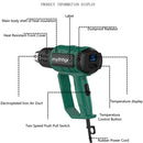 Heat Gun 2000W Professional Hot Air Gun with 2 Temperature Modes Hands-Free Stand Built-in Ideal for Stripping Paints Soldering