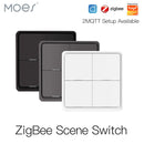 MOES 4 Gang Tuya ZigBee Wireless 12 Scene Switch Push Button Controller Battery Powered Automation Scenario for Tuya Devices