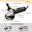 APLMAN Angle Grinder Tool ,6Amp Motor Driver, Metal Grinder 4-1/2 inch 10500RPM For Fast Stock Adjustable Side Handle