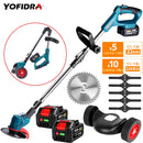 Electric Folding Lawn Mower Cordless Lawn Trimmer with 2 Lithium Batteries 8 Accessories Adjustable Handheld Power Tools