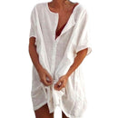 Hot 2021 Cotton Tunics for Beach Women Swimsuit Cover-ups Woman Swimwear Beach Cover up Beachwear Mini Dress Sai de Praia Drop