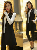 Sungtin Classic Women Long Blazer Vest Elegant Office Lady Coat Female Waistcoat Causal Suits Sleeveless Jacket Pocket Outwear