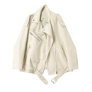 FTLZZ Spring Autumn Faux Leather Jackets Women Loose Casual Coat Female Drop-shoulder Motorcycles Locomotive Outwear With Belt