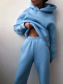 Winter Two Piece Sets Women Tracksuit Oversized Suit 2021 Autumn Trouser Suits Female Sweatshirt Solid Sports Hoodie Sportswear