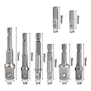 Drill Socket Adapter 1/4'' Hex Shank Extension for Impact Driver 1/2'' 3/8'' 1/2'' Square Head Drill Bit Adapter Set Hand Tools