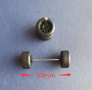 4PCS 1/64 Scale Alloy Car Model 5.2mm/11mm Size Rubber Tires + Wheels + Axles for Modified 1:64 Matchbox/Domeka/HW Model Cars