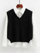 Vest Women Solid Short Loose Trendy Korean Style Sleeveless Knitted V-Neck All-match Female Coats Simple Leisure Outwear ZY5117