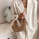 Women Shoulder Bag 2022 Straw Purses and Handbags Spring And Summer Female Shopper Fashion Solid Color Silk Scarf Crossbody Bags