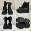 Rimocy 2022 New Women White Ankle Boots PU Leather Thick Sole Lace Up Combat Booties Female Autumn Winter Platform Shoes Woman