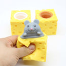 Stress-relieving pet Cheese mouse cheese pinch fun Stress ball vent squirrel cup prank toy