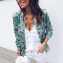 Women Floral Printed Jackets Spring Autumn Long Sleeve Zipper Bomber Outwear Casual Pocket Slim Streetwear Female Plus Size Coat