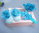 Infant Newborn Baby Girls 3Pcs/Set Slipper Socks Headband Gift Foot Socks Lace Crown Hair Band Accessories Photo Props Meias