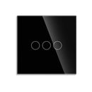 Bingoelec EU AC100-240V Tempered Black White Crystal Glass Touch Switch Panel Wall Light Sensor Button 1Gang 2gang LED Indicator
