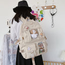 Large-capacity Cute Women Multi-Pocket Nylon Backpack Ins Junior High School Student School Bag Female Girl Backpack Laptop Book