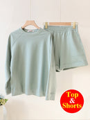 Spring Summer Women's Suit with Shorts Sweatshirt Loose Oversize Green Tracksuit 2 Piece Set Women's Shorts and Top Outfits 2022