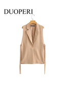 DUOPERI Jacket Women Blazer Gilet Sleeveless Vest Fashion Casual Streetwear Woman Waistcoat Tops veste femme