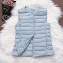 Fitaylor 90% Ultra Light White Duck Down Women Vest Thin Coat Women Duck Down Sleeveless Jacket V Collar Or O Collar Coat