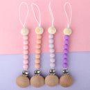 Baby Pacifier Chain Wooden Handmade Chain Silicone Wooden Plastic Clip Baby Nipple Clips Teether Necklace baby Chew accessories