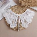 Linbaiway 2022 Lace Chiffon Doll Fake Collar Ladies Shawl Wrap Removable Detachable Embroidered False Collar Clothes Accessory