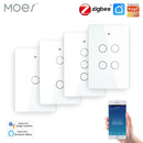 ZigBee Wall Touch Smart Light Switch With Neutral/No Neutral,No Capacitor Smart Life/Tuya 2/3 Way Control compatible AlexaGoogle