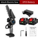 6 Inch Handheld Electric Saw.2PCS Lithium Battery with Indicator.Portable Mini Pruning Chainsaw Garden Woodworking Cutting Tool