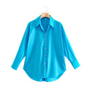 Zevity New Women Simply Candy Color Casual Slim Poplin Shirts Office Ladies Long Sleeve Blouse Roupas Chic Chemise Tops LS9405
