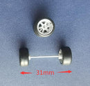 4PCS 1/64 Scale Alloy Car Model 5.2mm/11mm Size Rubber Tires + Wheels + Axles for Modified 1:64 Matchbox/Domeka/HW Model Cars