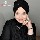 Muslim Fashion Pearl Black Modal Hijab Undercap Abaya Hijabs For Woman Abayas Jersey Head Scarf Dress Women Turbans Turban Cap