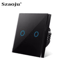 EU Touch Switch Sensor Switches No Neutral Wire Required LED Crystal Glass Panel Wall Lamp Light Switch 1/2/3 Gang AC100-240V