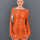 Tassel Cut Out Long Sleeve Dress Women Y2K Mini Backless Bodycon Female Dresses 2022 Summer Sexy Party Club Ladies Vestidos