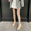 Sexy High Boots Women 2022 Winter New Fashion Over The Knee Warm Botas Mujer Suede Lace Up Pumps Sock Shoes High Heels Boots