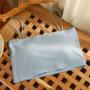 Fashion Women Sling Tube Top Sexy Bra Top Breathable Chest Pad Wearing Underwear Seamless Ice Silk Breast Wrap Lingerie Female