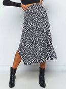 2022 New Sexy Leopard Print Chiffon Split Skirt Casual Fashion Long Skirts for Women Spring Summer Zip Elegant Female Skirt